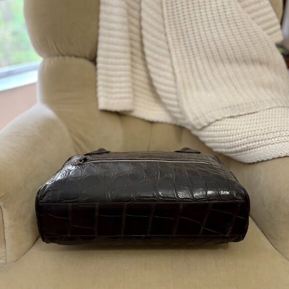VTG Auth. TITTI DELL' ACQUA by MAXIMA Genuine Matte Alligator Satchel Laptop Bag - Picture 9 of 11